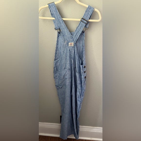 New Faherty Linen Mechanic Overall in Railroad Stripe Size XXS - Picture 8 of 12
